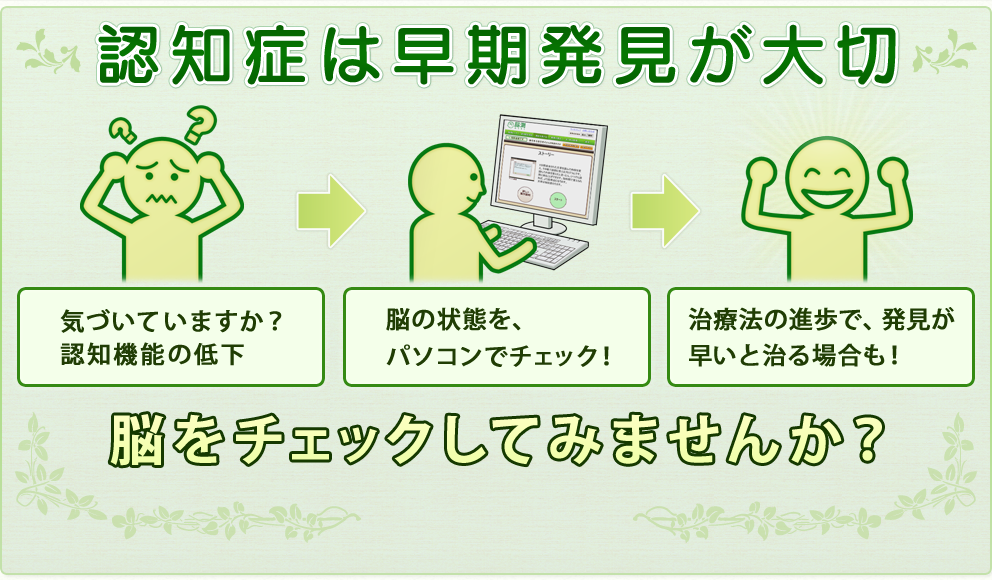 認知症は早期発見が大切
脳をチェックしてみませんか？