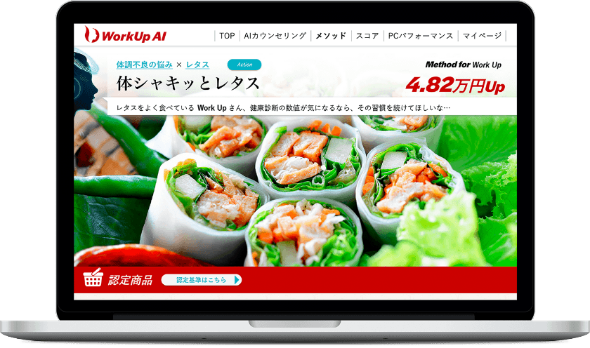 食事の効果を「数値化」している画面